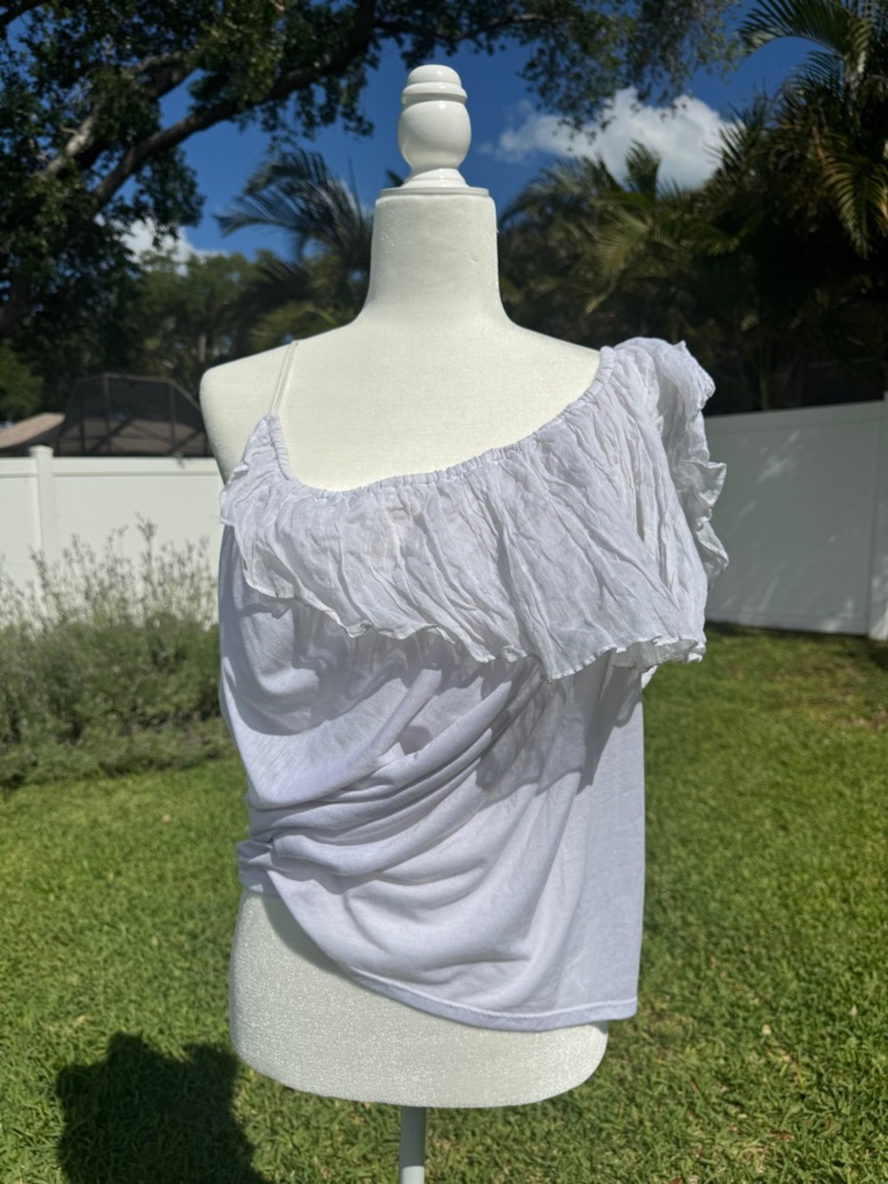 Elizabeth and James Draped One-Shoulder Ruffle Women's Top